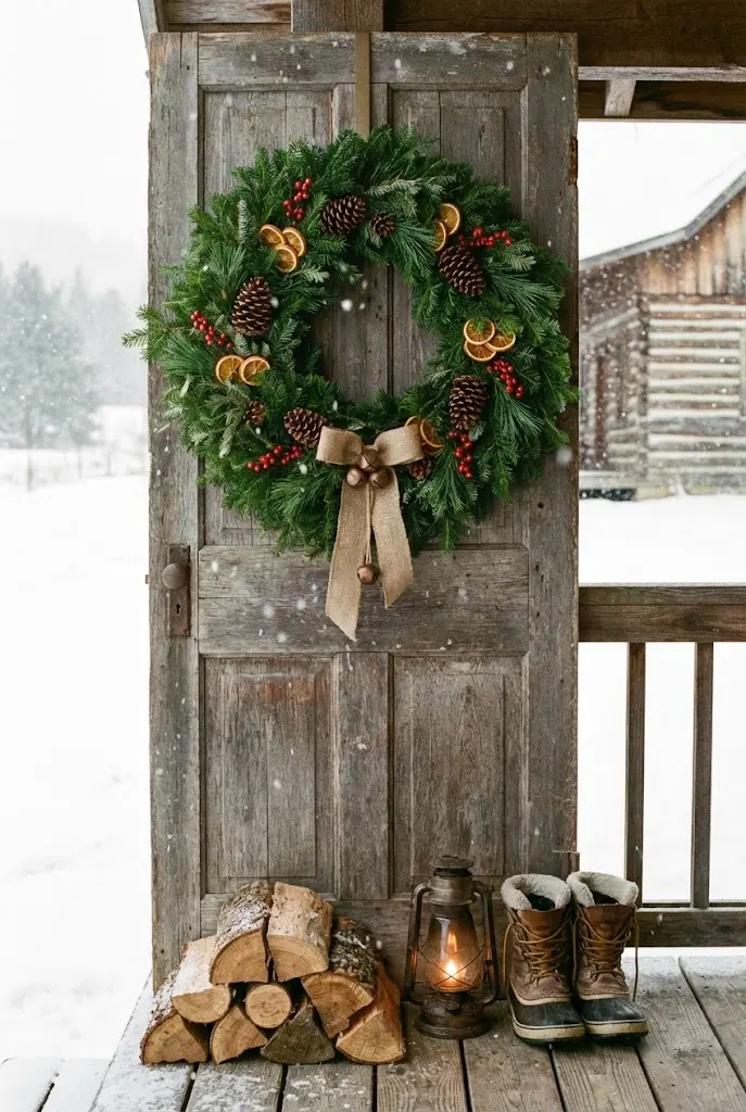 Long plug-in christmas garland on staircase railing