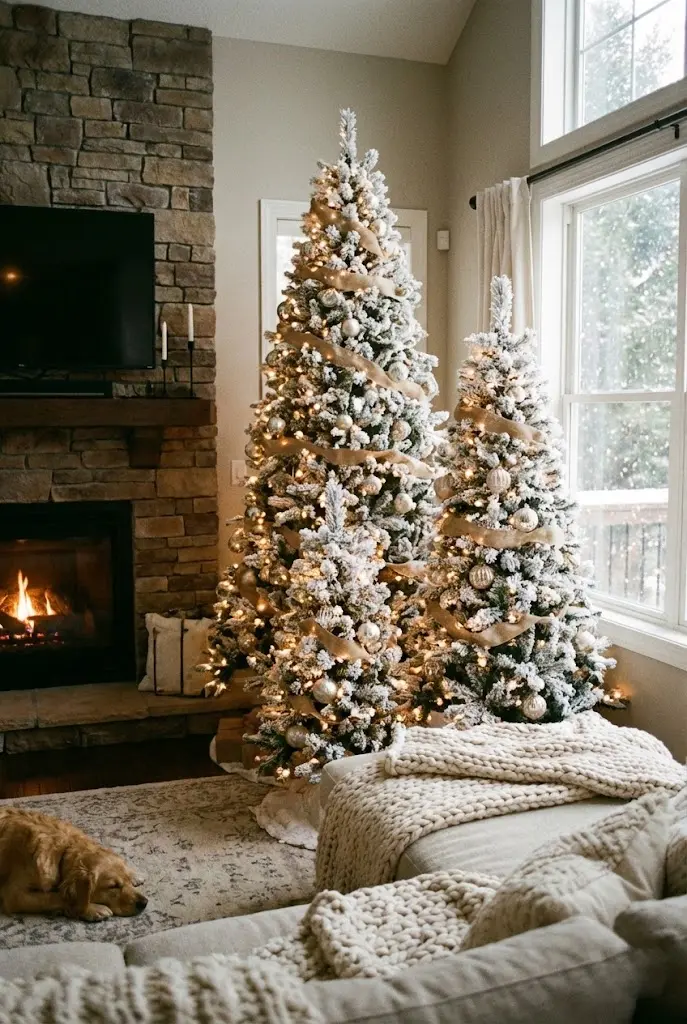 Flocked Christmas Trees