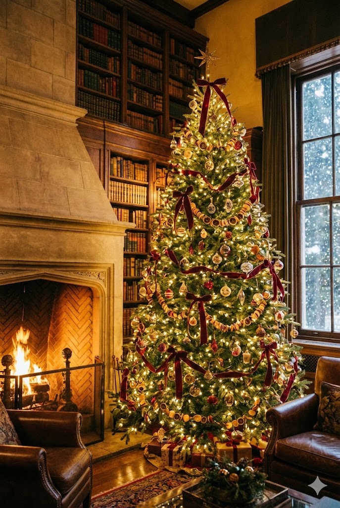Luxury Artificial Christmas Tree in Hotel Lobby
