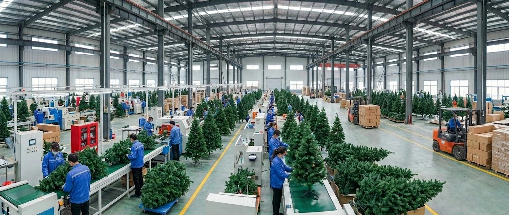 Macro shot of Real-Touch PE Christmas Tree Needles